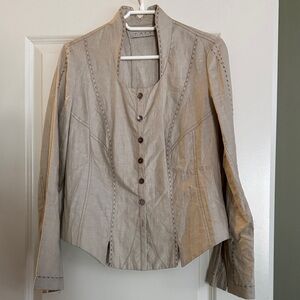 Stunning, unique, linen-cool, designer suit. One of a kind European.